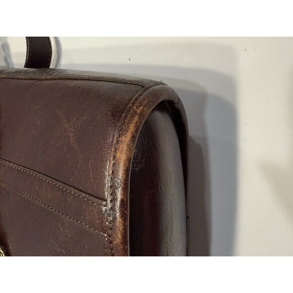 Vtg Brighton Embossed Leather Crossbody Structured Brown 90's Bucket Bag 736135 - Picture 11 of 16